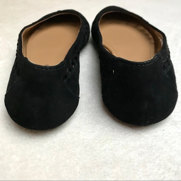 Elie Tahari Black Suede Lattice Ballet Flats - Picture 5 of 8